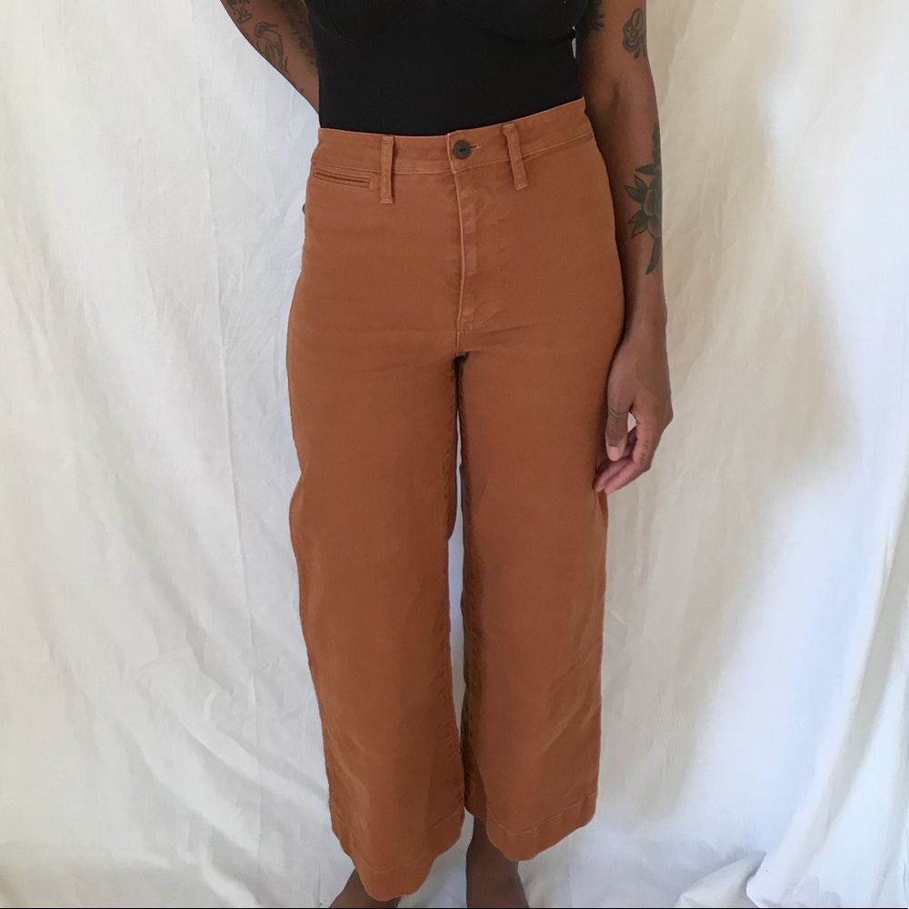 Madewell Emmett Wide Leg Cropped Pant Warm Coffee